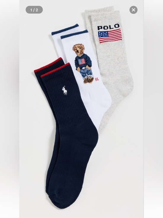 Polo Ralph Lauren Other - Polo Ralph Lauren Flag Bear Socks 3 Pack